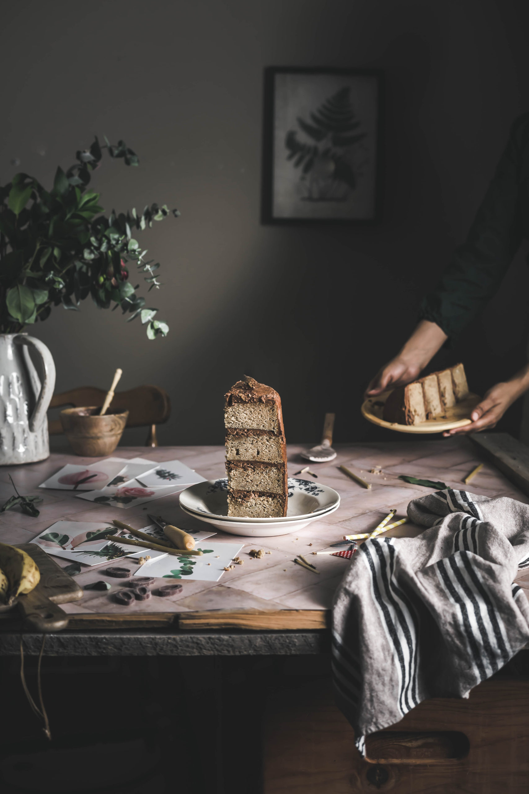 BROWNED BUTTER BANANA CAKE WITH CHOCOLATE SWISS MERINGUE BUTTERCREAM