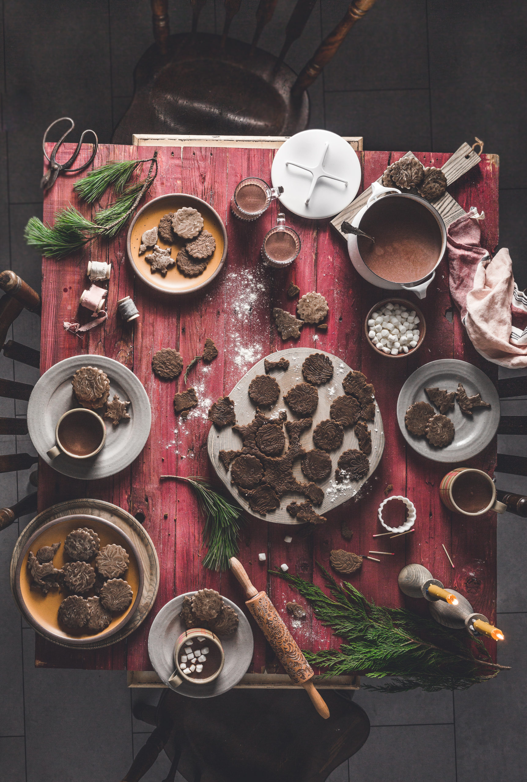 Soft Gingerbread Tiles With Rum Butter Glaze + Gingerbread Hot Chocolate