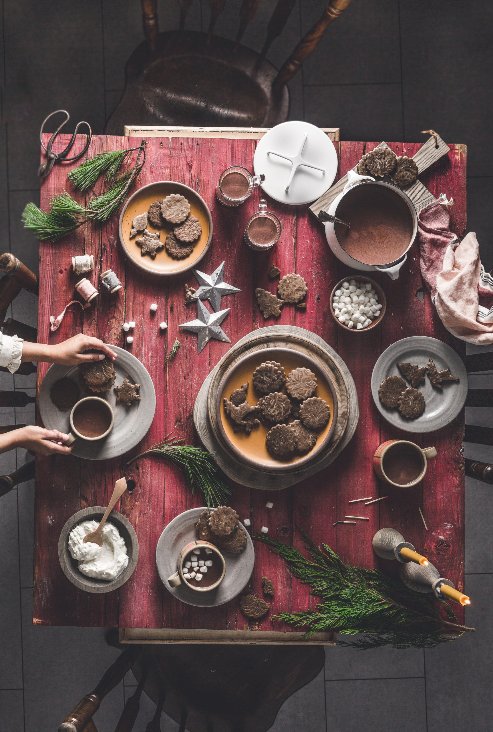 Soft Gingerbread Tiles With Rum Butter Glaze  + Gingerbread Hot Chocolate