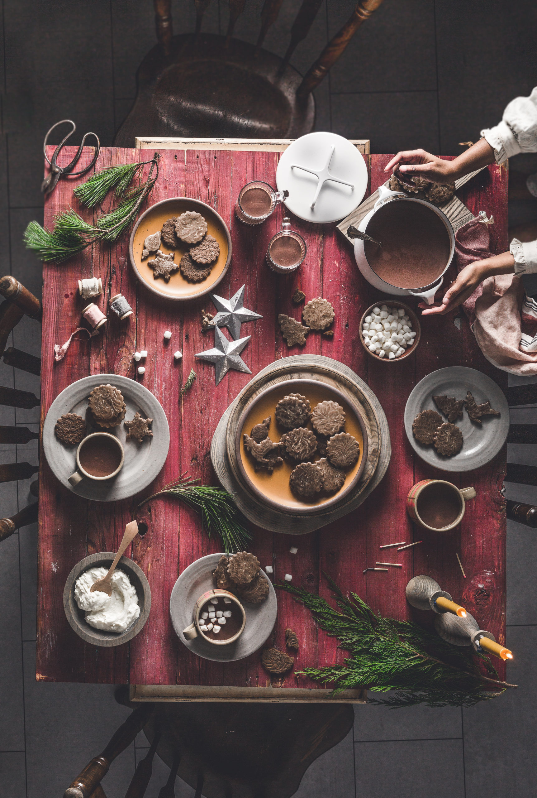 Soft Gingerbread Tiles With Rum Butter Glaze + Gingerbread Hot Chocolate