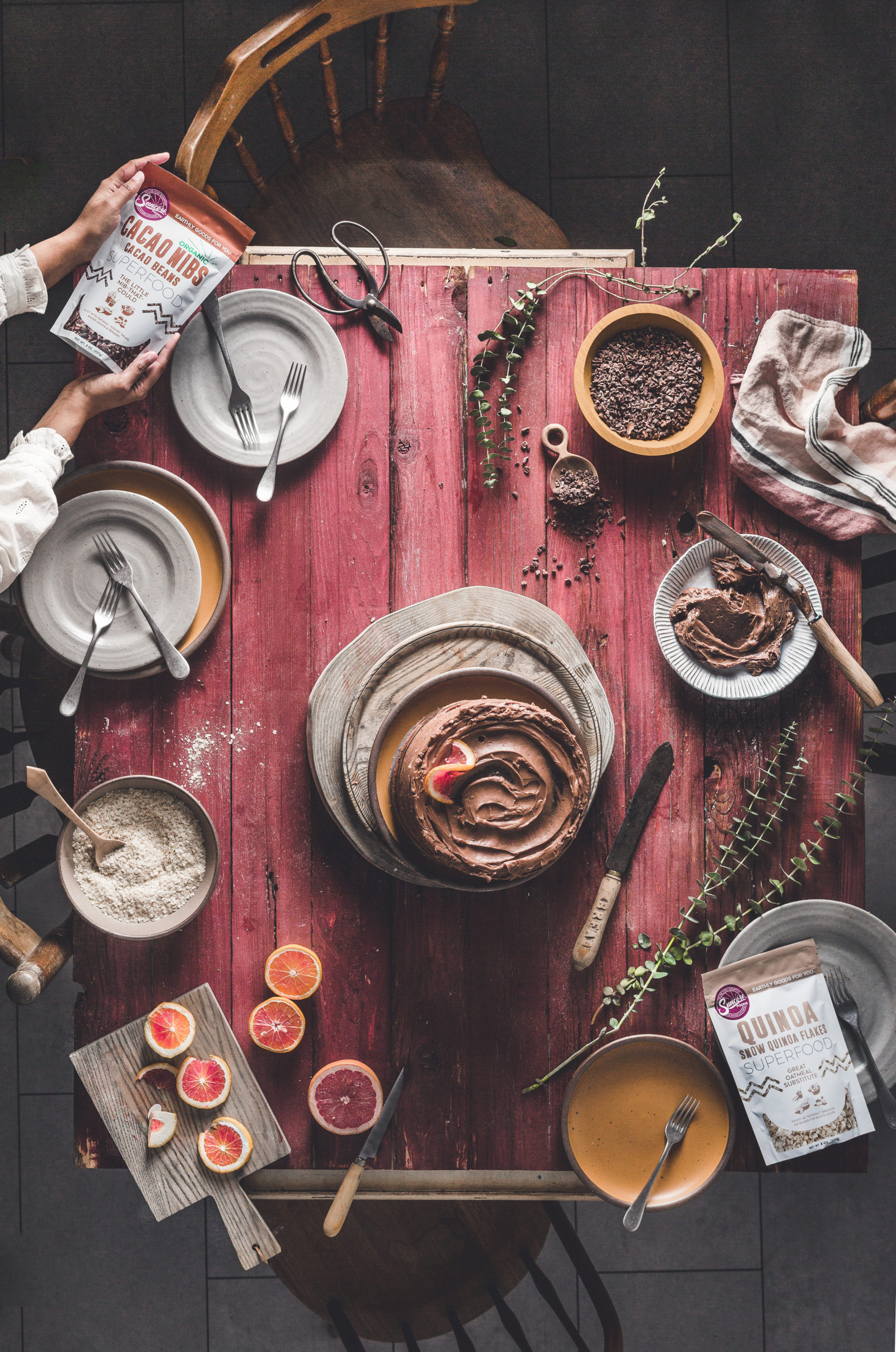 Blood Orange Quinoa Chocolate Cake with Cacao Nibs  + Chocolate Buttercream