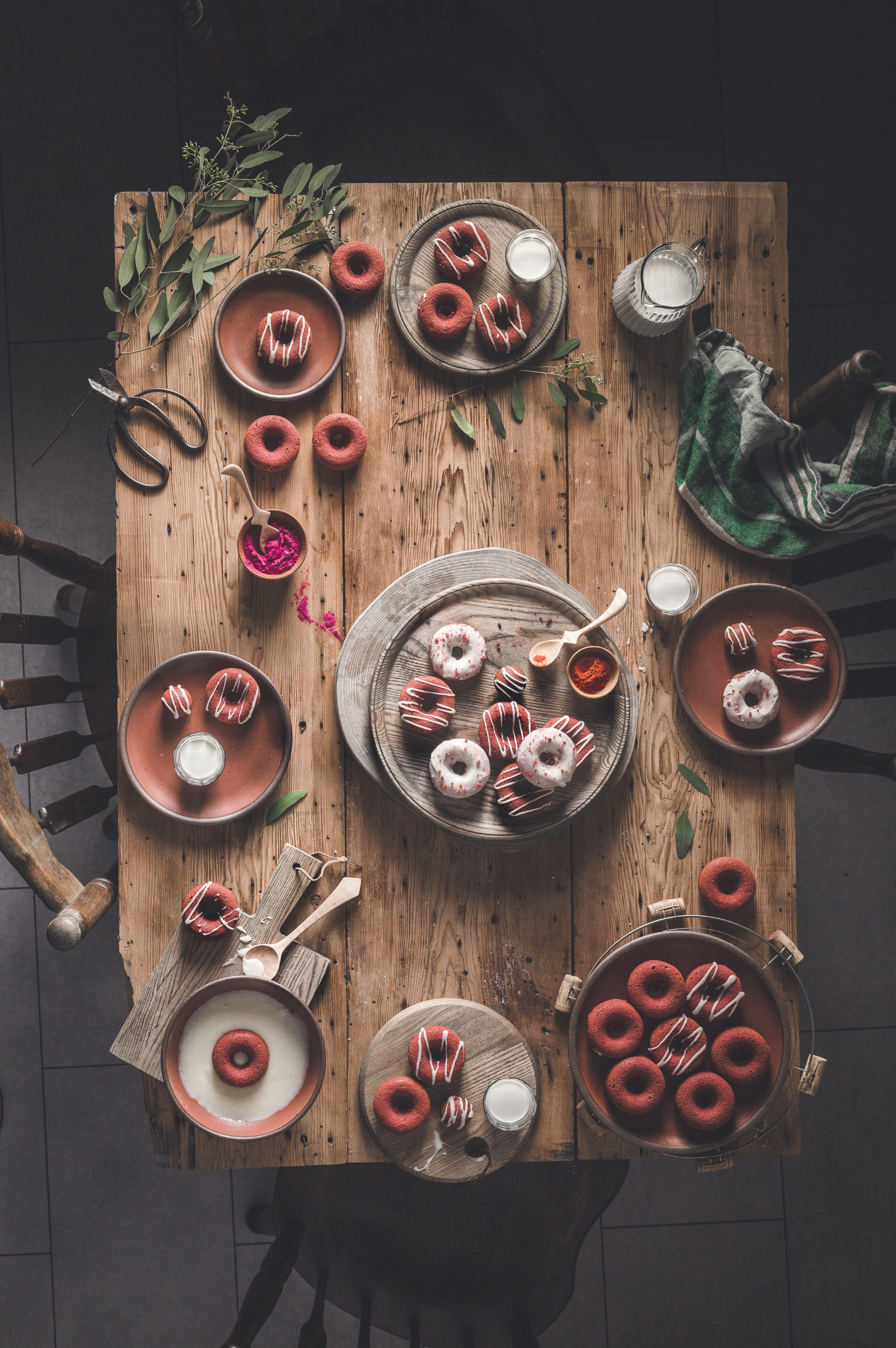 Baked Red velvet  donuts with cream cheese glaze