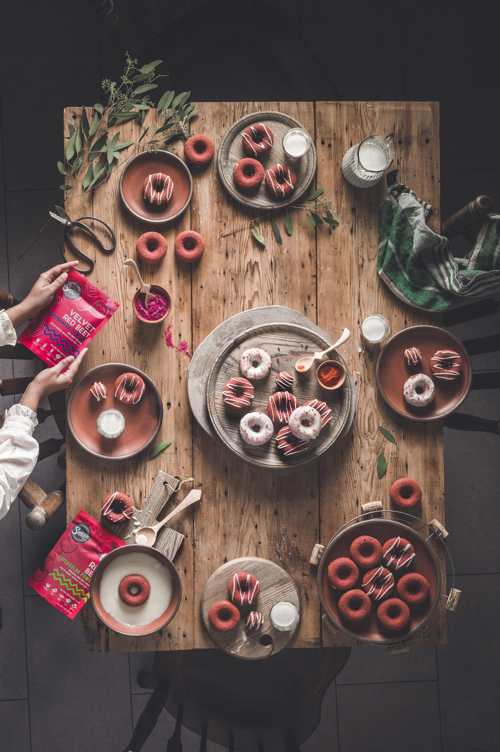 Baked Red velvet  donuts with cream cheese glaze