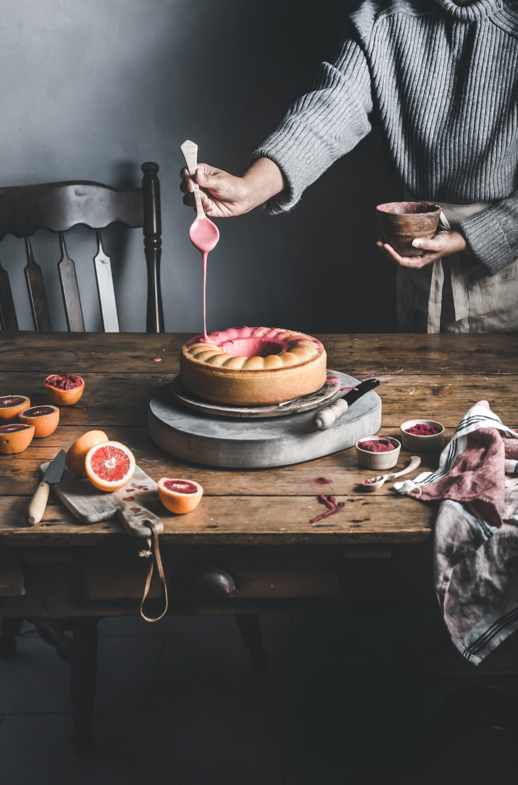 Blood Orange Cardamom Bundt Cake with Hibiscus and Pink Pitaya Superfood Glaze