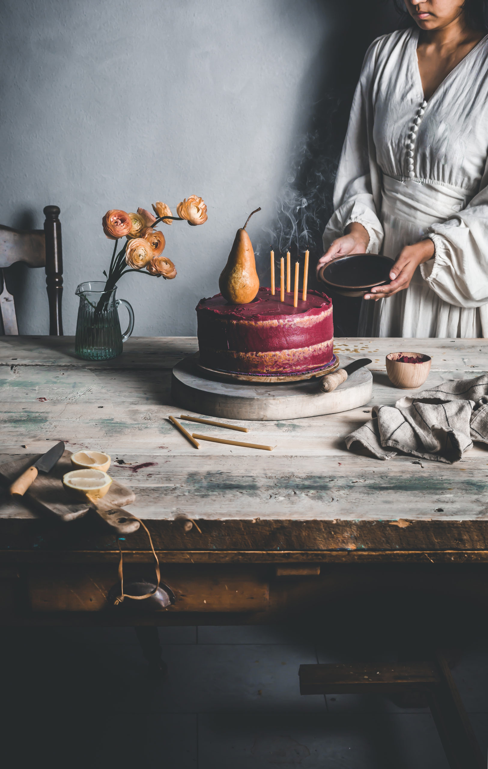 Lemon Poppyseed Cake With Ebony Carrot Buttercream Frosting