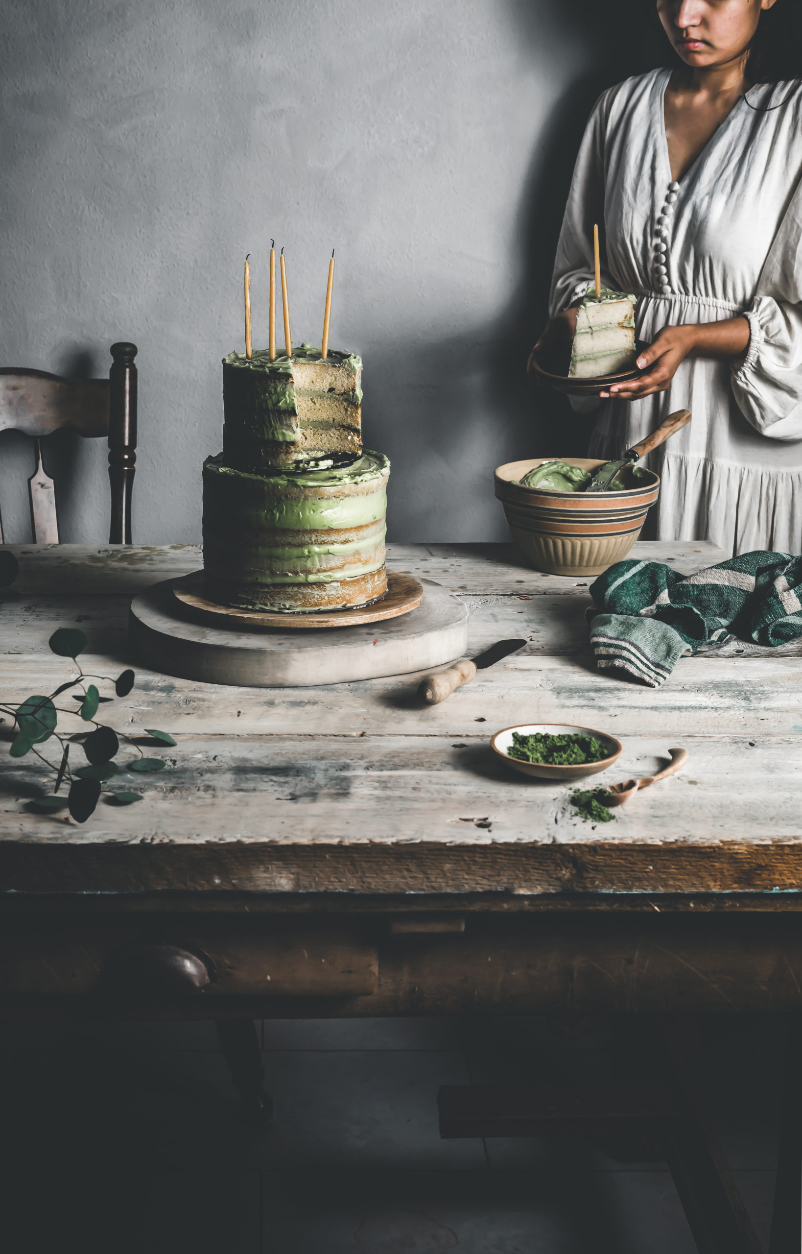 Matcha White Chocolate Layer Cake