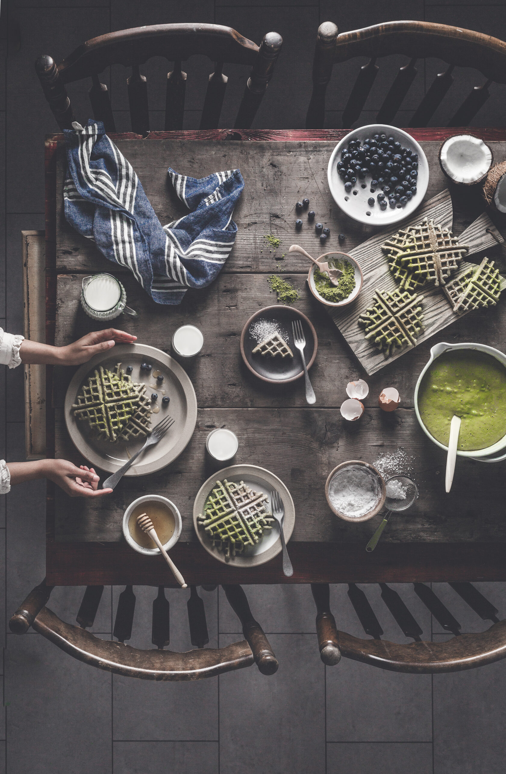 Matcha Coconut Milk Waffles